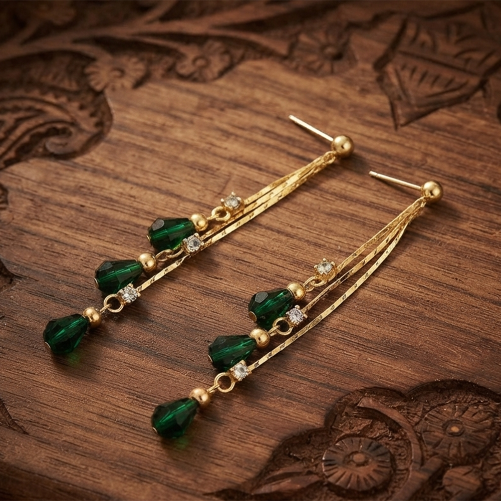 The99Jewel Magnificent Gold Plated Crystal Stone Dangler Earrings for Women
