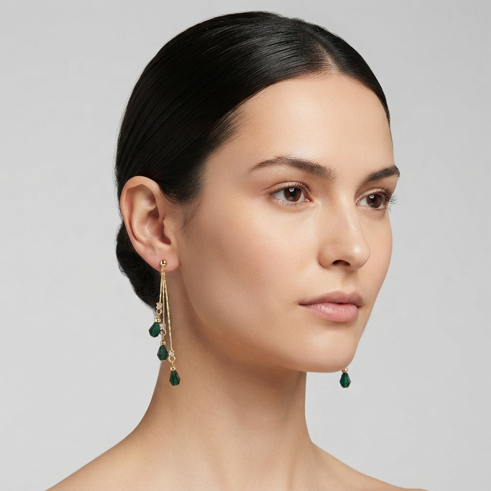 The99Jewel Magnificent Gold Plated Crystal Stone Dangler Earrings for Women
