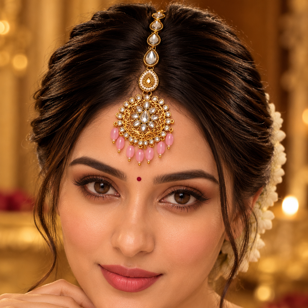 The99Jewel Beautiful Traditional Kundan and Pearl Maang Tikka for Women  