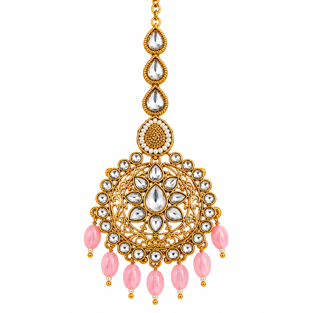 The99Jewel Beautiful Traditional Kundan and Pearl Maang Tikka for Women