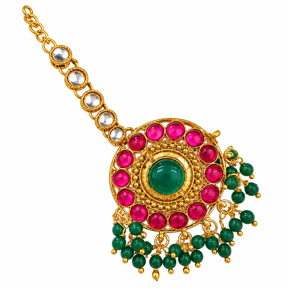 The99Jewel Beautiful Traditional Kundan and Pearl Maang Tikka for Women