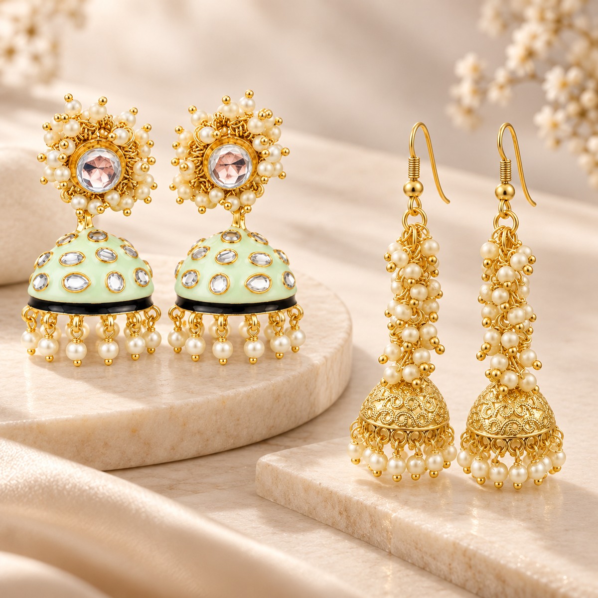 The99Jewel Traditional Gold Plated Earrings Combo Pack of 2 | Wedding & Party Wear Earrings