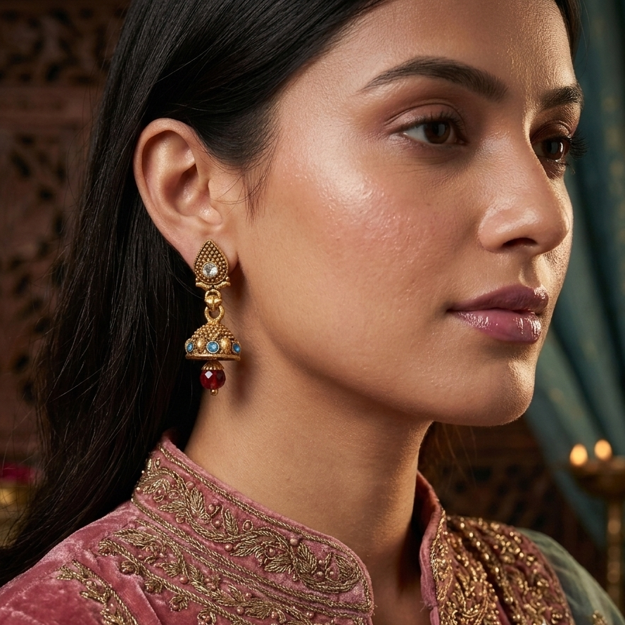 The99Jewel Traditional Gold Plated Jhumki Earrings for Women