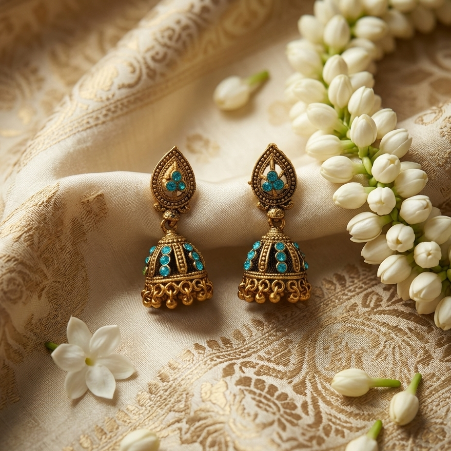 The99Jewel Traditional Gold Plated Jhumki Earrings for Women