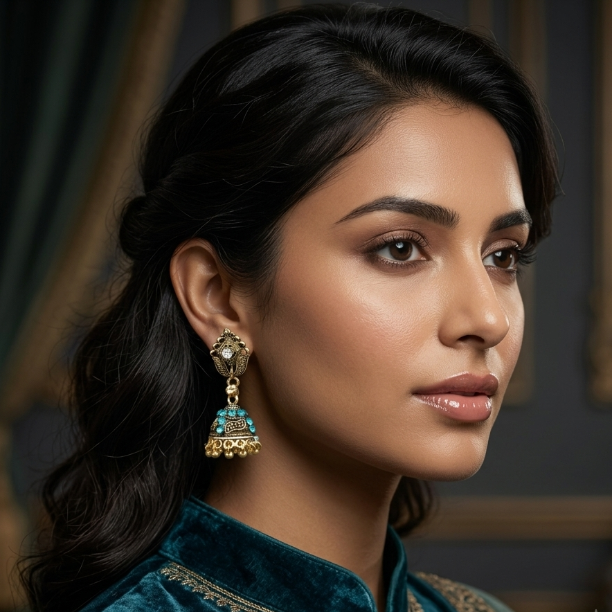 The99Jewel Traditional Gold Plated Jhumki Earrings for Women