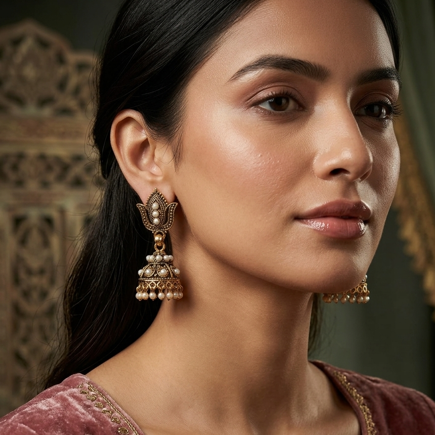 The99Jewel Traditional Gold Plated Jhumki Earrings for Women