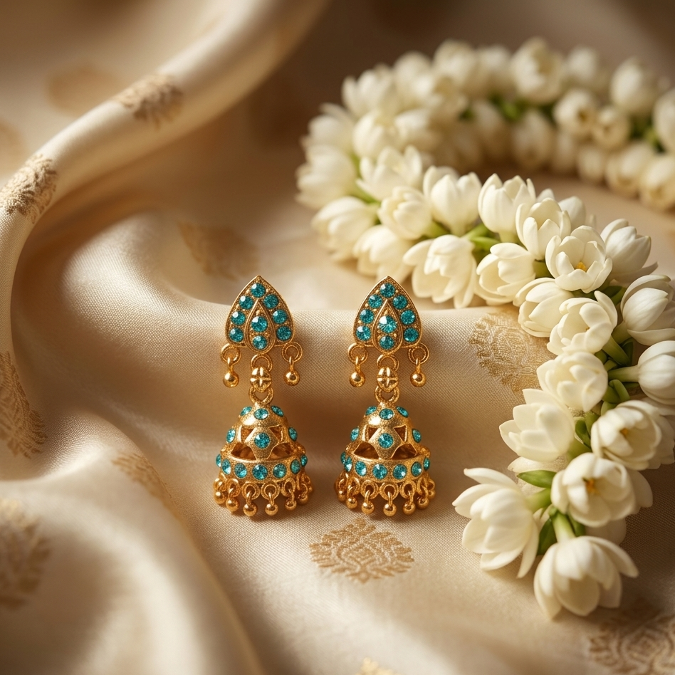 The99Jewel Traditional Gold Plated Jhumki Earrings for Women