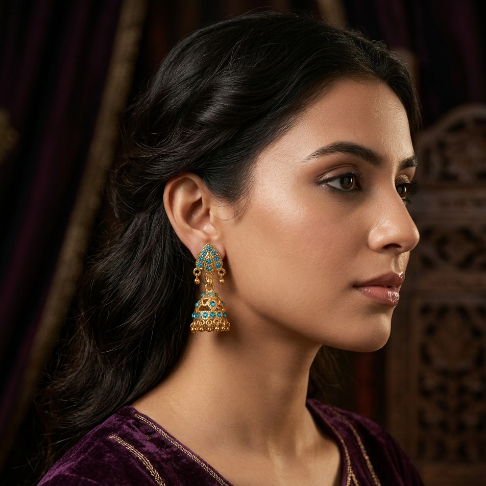 The99Jewel Traditional Gold Plated Jhumki Earrings for Women