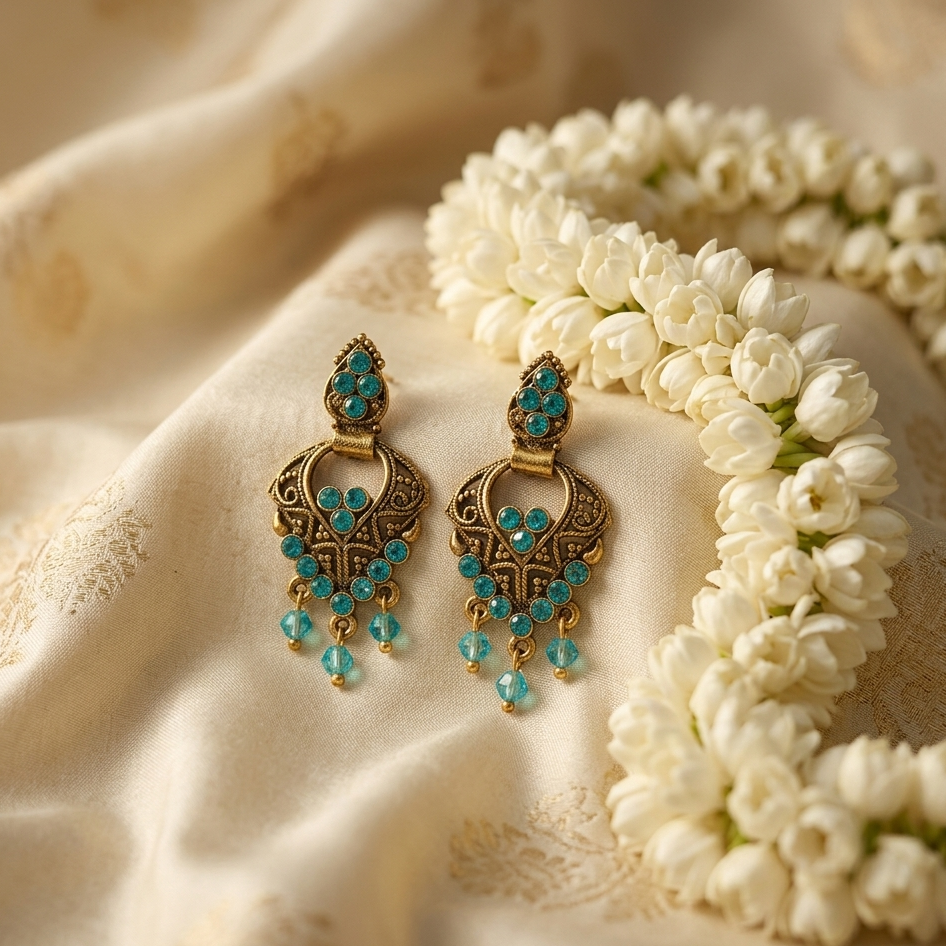 The99Jewel Traditional Gold Plated Dangler Earrings for Women