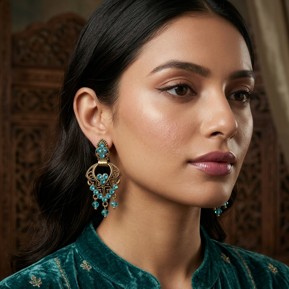 The99Jewel Traditional Gold Plated Dangler Earrings for Women