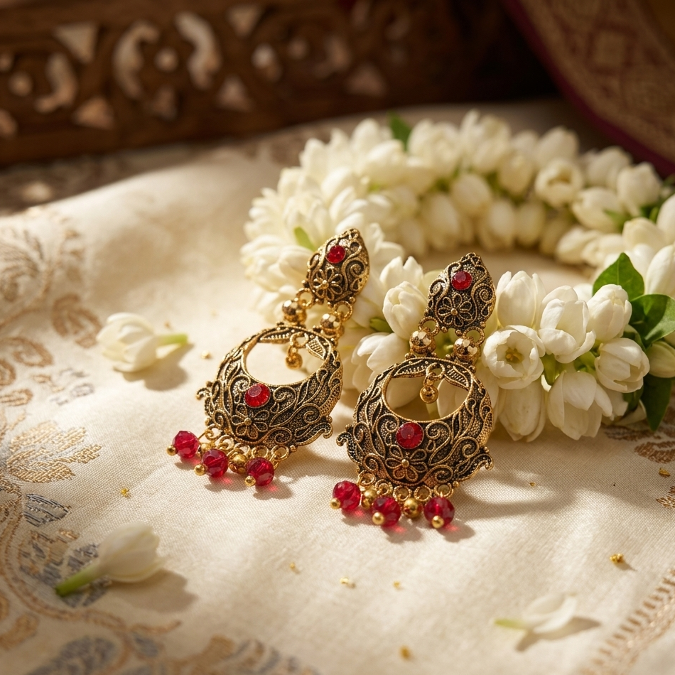 The99Jewel Traditional Gold Plated Dangler Earrings for Women