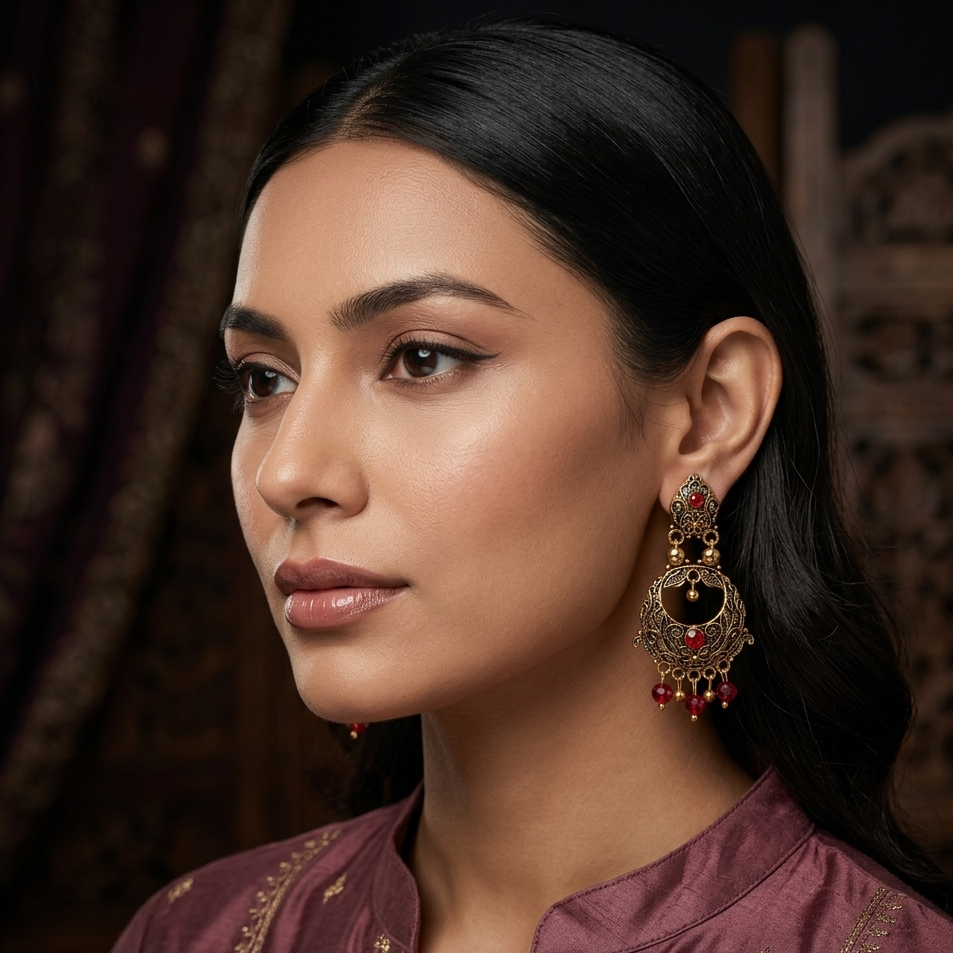 The99Jewel Traditional Gold Plated Dangler Earrings for Women