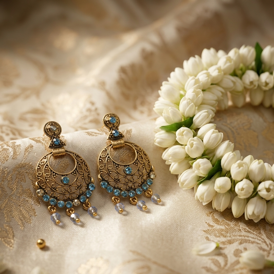 The99Jewel Traditional Gold Plated Dangler Earrings for Women