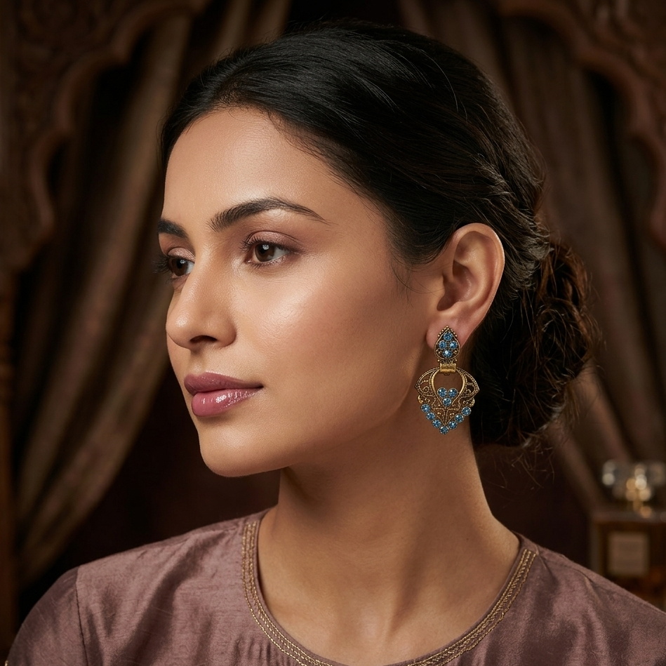 The99Jewel Traditional Gold Plated Dangler Earrings for Women