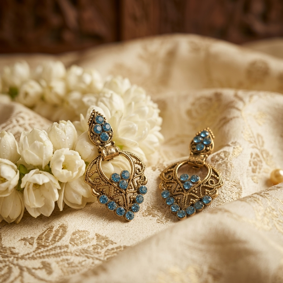 The99Jewel Traditional Gold Plated Dangler Earrings for Women