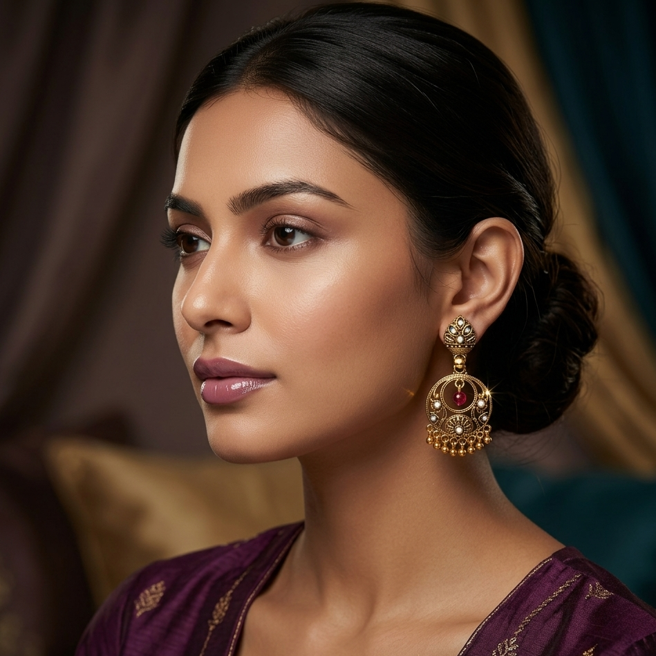 The99Jewel Traditional Gold Plated Dangler Earrings for Women