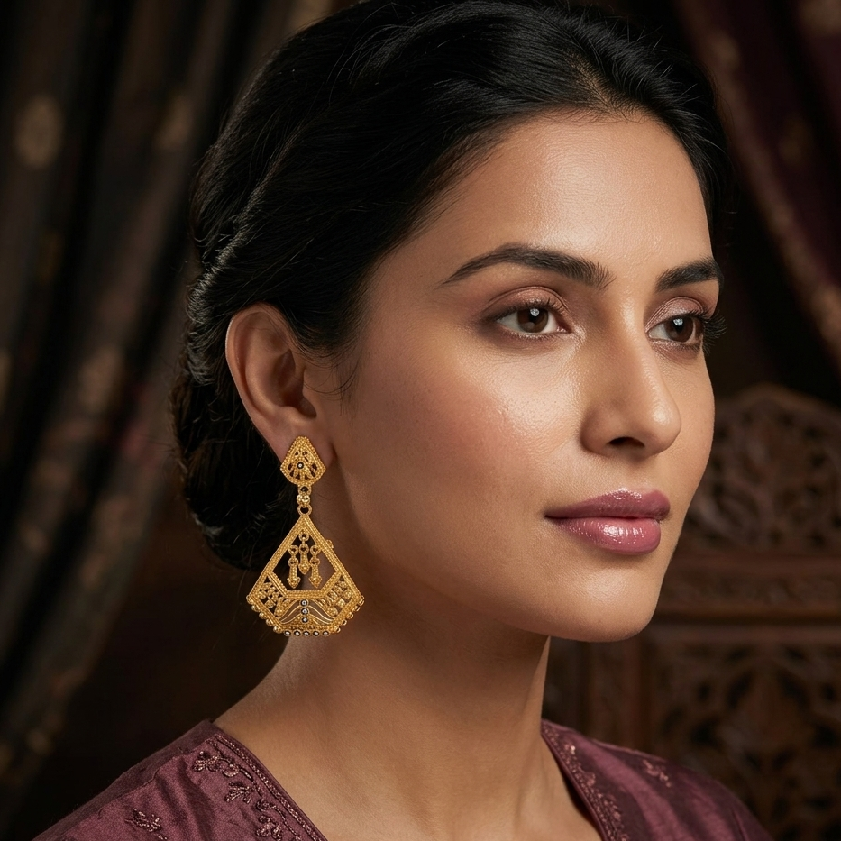 The99Jewel Traditional Gold Plated Dangler Earrings for Women