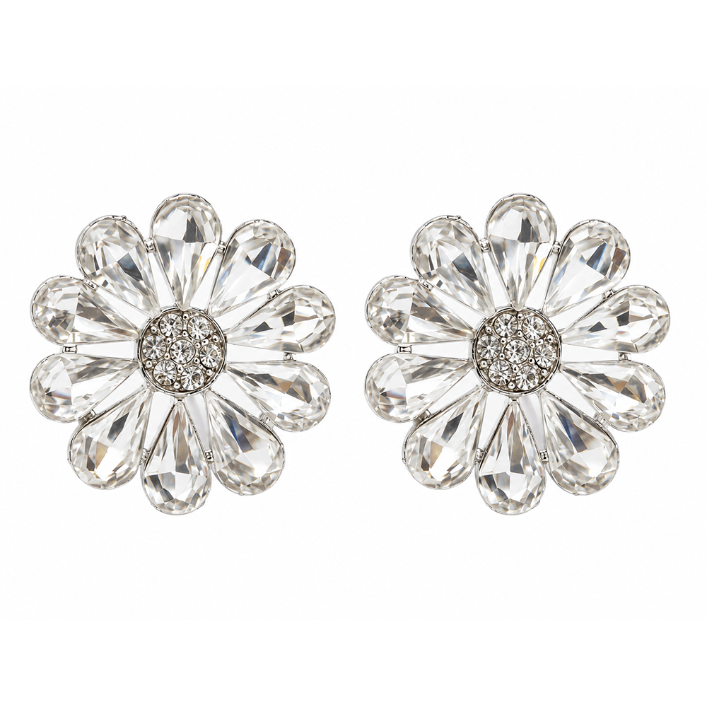 The99Jewel Designer Crystal Stone Flower Shape  Stud Earrings for Women | Traditional Ethnic Jewellery