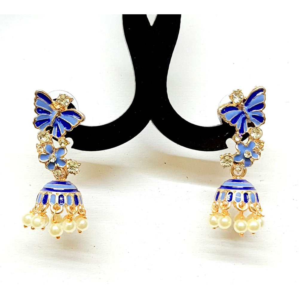 The99Jewel Gold Plated Butterfly Design Meenakari Earrings