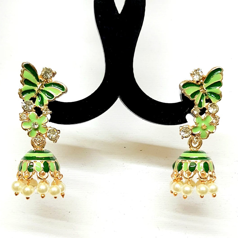 The99Jewel Gold Plated Butterfly Design Meenakari Earrings