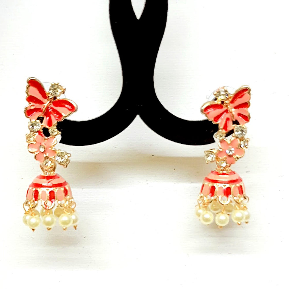 The99Jewel Gold Plated Butterfly Design Meenakari Earrings