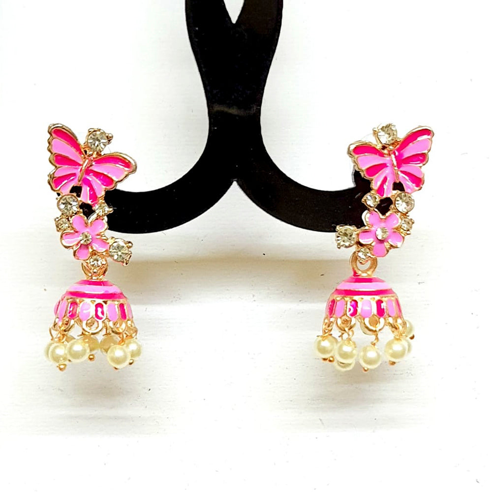 The99Jewel Gold Plated Butterfly Design Meenakari Earrings