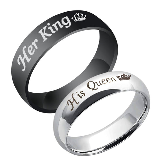 His Queen Her King Couple Rings Combo