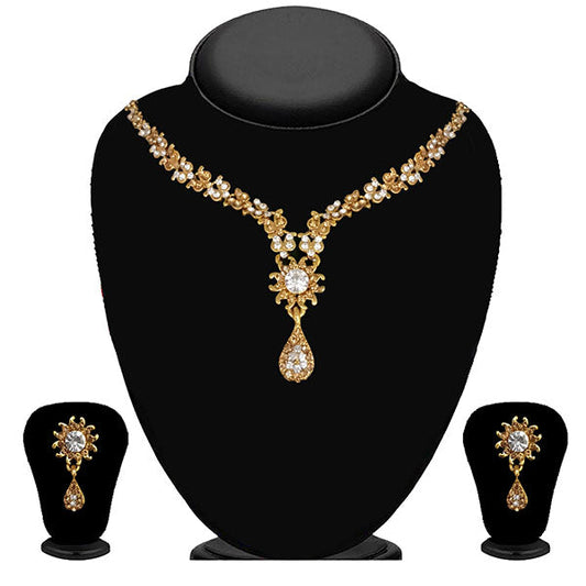 Gold Plated Brown Austrian Stone Necklace Set