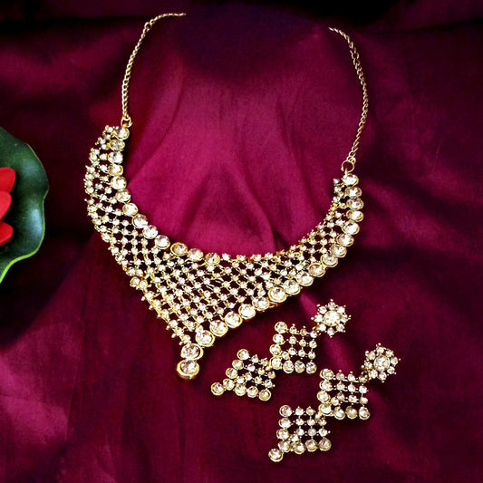Austrian Stone Gold Plated Designer Necklace Set