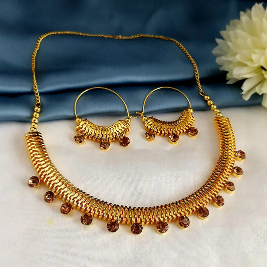 Brown Gold Plated Austrian Stone Necklace Set