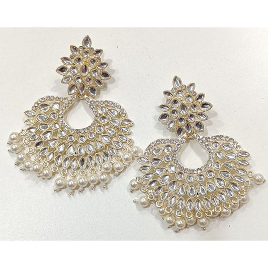 Kundan Stone Gold Plated Dangler Earrings