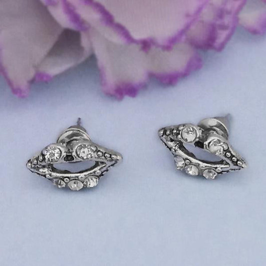 Silver Plated White Austrian Stone Stud Earrings