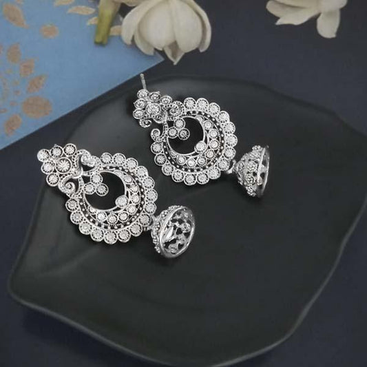 Oxidised Plated Jhumki Earrings