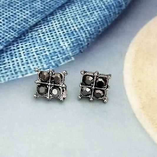 Marcasite Stone Antique Silver Plated Stud Earrings