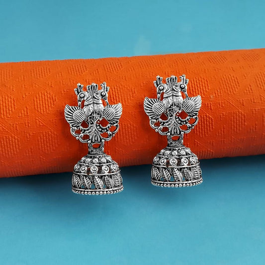Silver Oxidised Plated Trendy Jhumki  Earrings