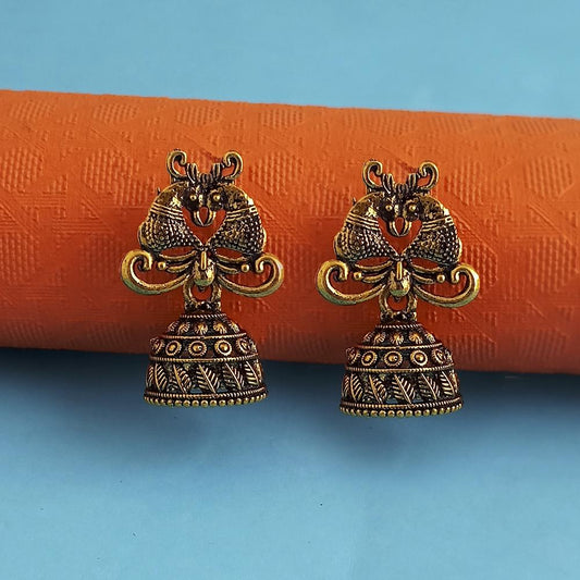 Oxidised Plated Jhumki Earrings