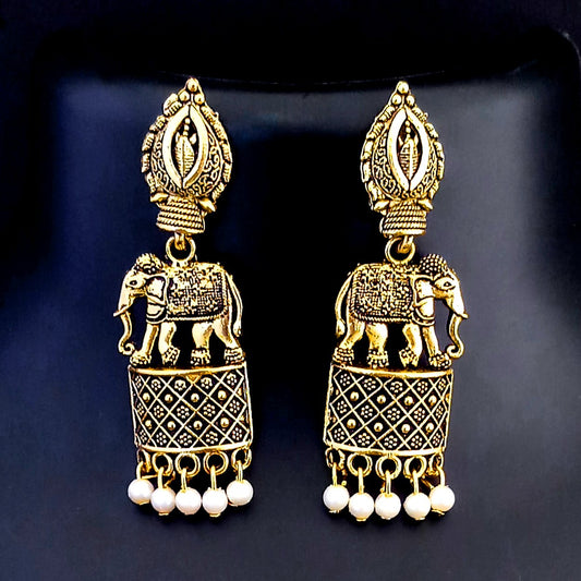 Antique Gold Plated Jhumki Earrings