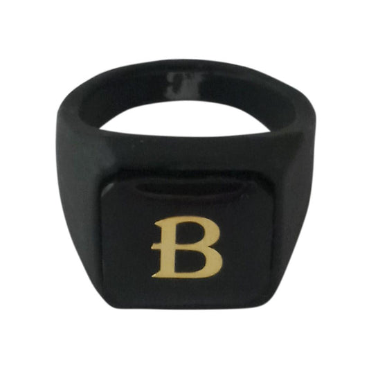 Alphabet "B" Letter Biker Style Mens Ring