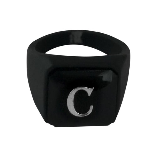 Alphabet "C" Letter Biker Style Mens Ring