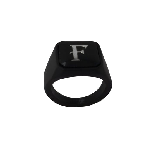 Alphabet "F" Letter Biker Style Mens Ring