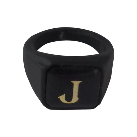 Alphabet "J" Letter Biker Style Mens Ring