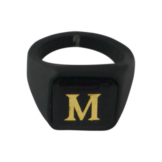 Alphabet "M" Letter Biker Style Mens Ring