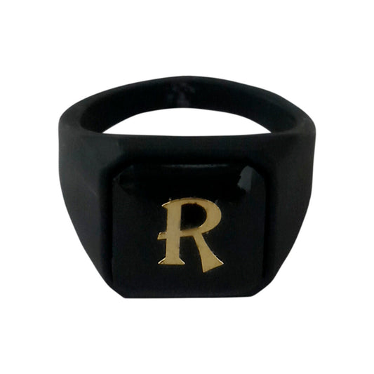 Alphabet "R" Letter Biker Style Mens Ring
